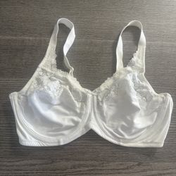 Lilyette By Bali Minimizer Underwire Lace Bra Size 38D LY0428 White