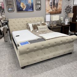 King Size Upholstered Sleigh Style Bed Frame