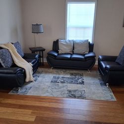 🖤 Brand new leather black sofa + loveseat - opt chair | Pay after delivery 🚚