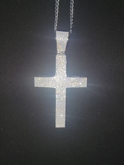 Moissanite cross pendant... Big piece... 4in