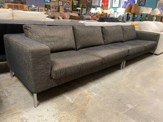 BENSEN Track Arm Brown & Black Woven Upholstered 2-Piece Wide Sectional