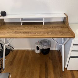 Writing Desk And IKEA Micke Drawers Set