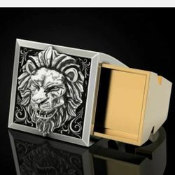 925 Silver Lion Compartment Ring