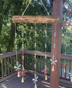 Beaded Dragonflies & Brass Bells Wind Chime Sun Catcher Mobile
