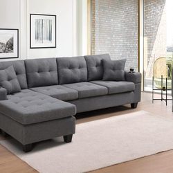 BRAND NEW SECTIONAL SOFA COUCH SET WITH CUP HOLDERS IN ORIGINAL BOX