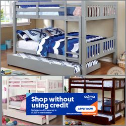 Full Full Twin Grey Bunkbed With Ortho Mattress Included