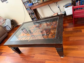 Solid Wood Glass-Top Coffee Table – 50” x 36”