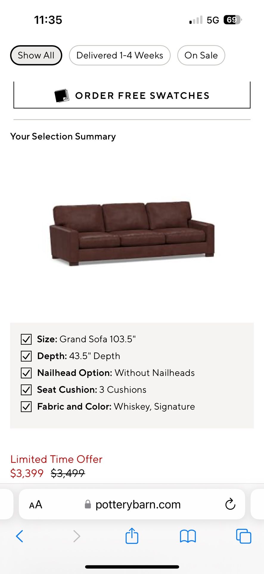 Pottery Barn Turner Square Arm Leather Sofa , And Chair