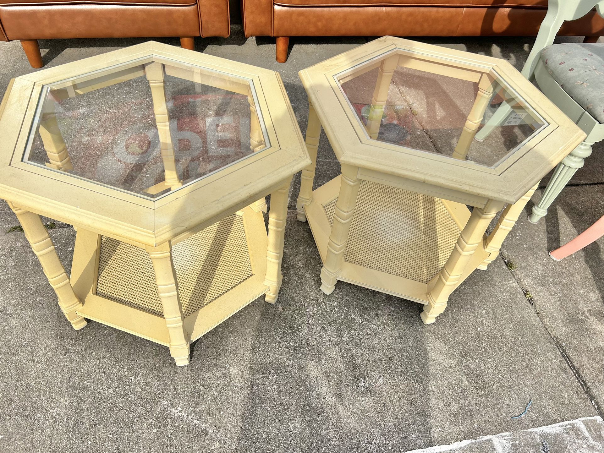 Pair Of Faux Bamboo End Tables 
