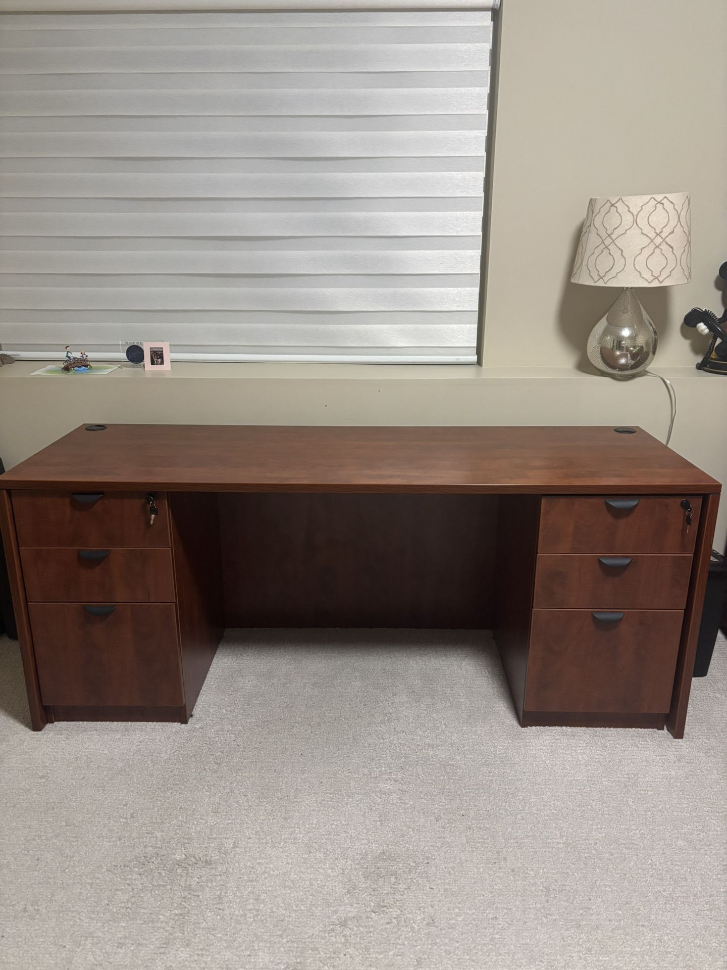 FREE - Solid Wood Desk With Cabinets