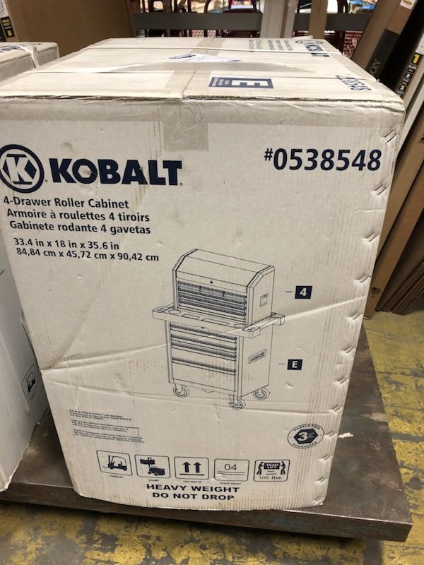 Kobalt 4-Drawer Ball-Bearing Steel Tool Storage Cabinet Box Organizer Black NEW