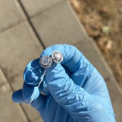 Moissanite & 925 Sterling Silver Halo Earrings