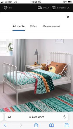 IKEA MINNEN twin bed frame adjustable/extendable white  metal