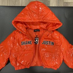 Shane Justin Puffer Half Jacket Size Medium Orange