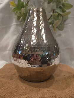 SILVER COLORED METAL VASE