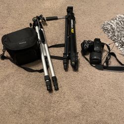 Fuji Film Digital Camera, Bag , Two Tripods