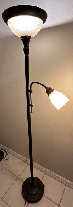 Torchiere Floor Lamp + Adjustable Reading Light – 2 Lights in 1