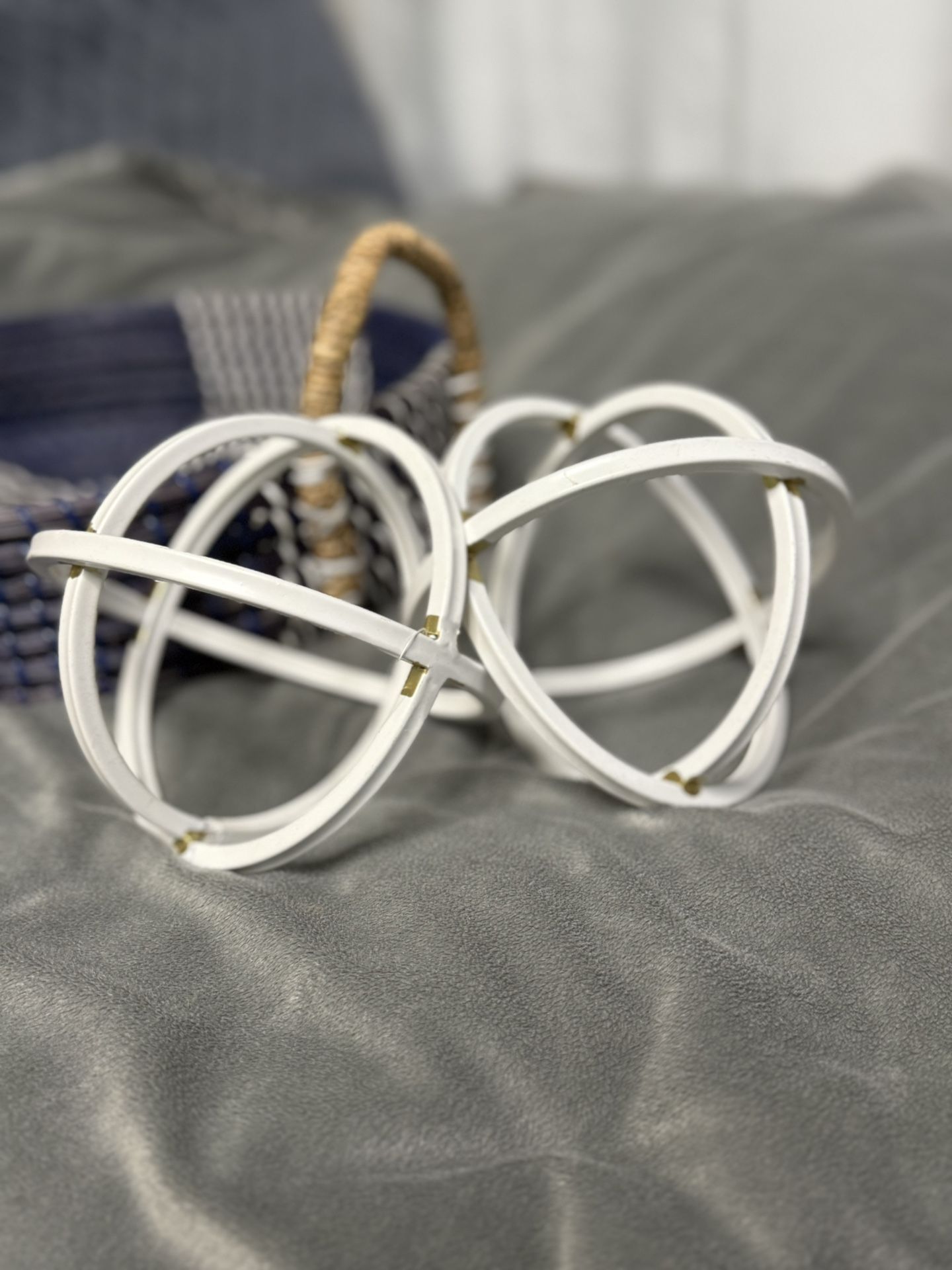 2-White Metal Orb Sculpture