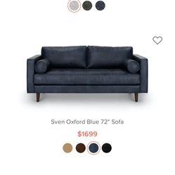 Blue 72inches Leather Sofa Couch Article 