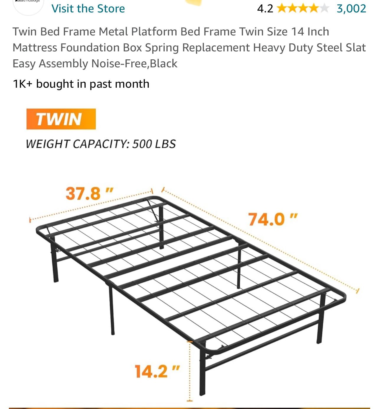FREE Folding Twin Bed Frame And Memory Foam Mattress