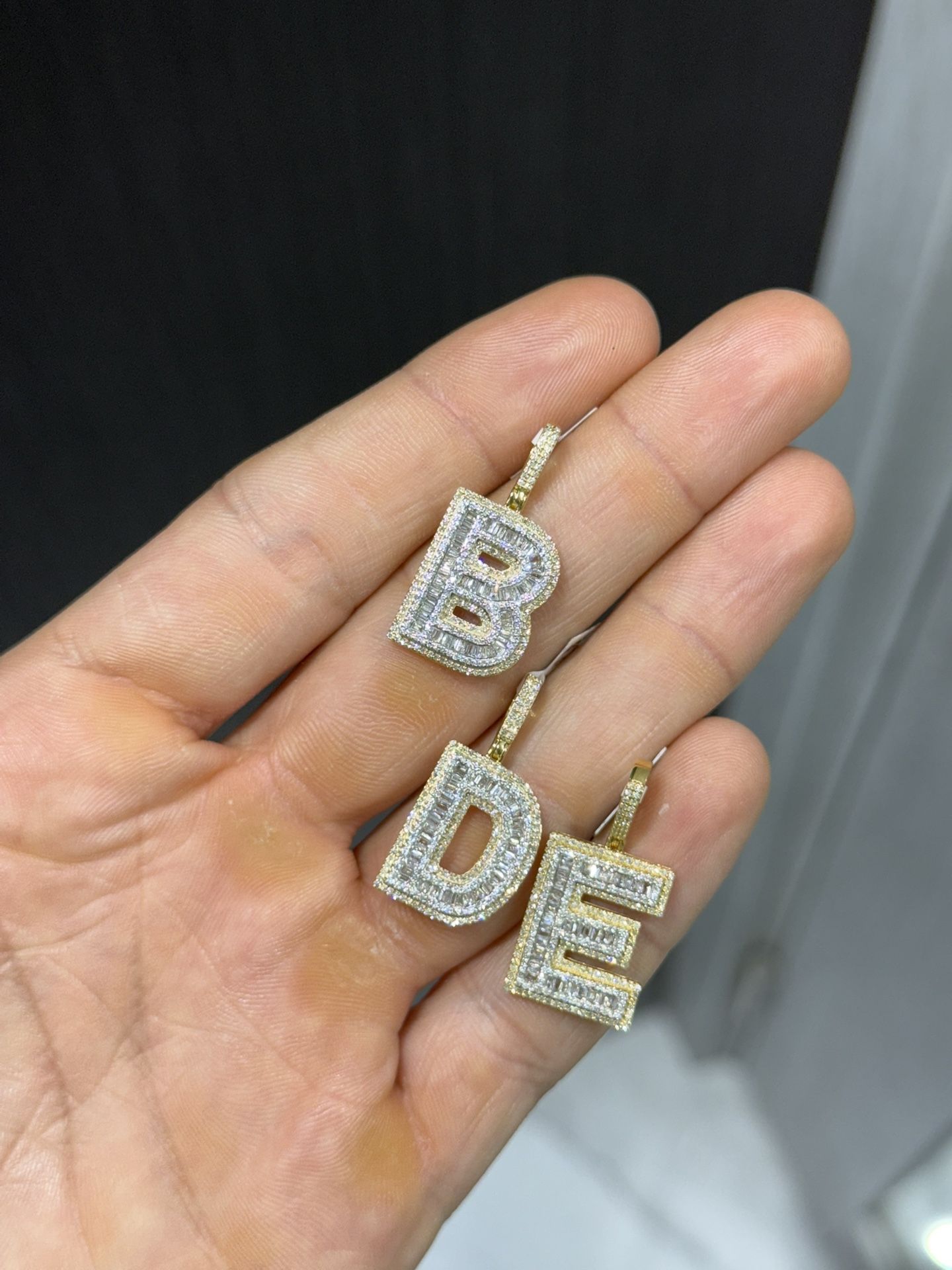 Initial Diamond Baguette Pendants