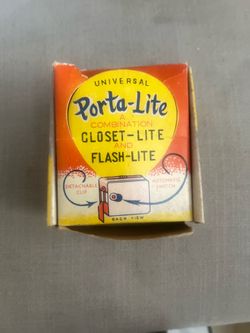 Vintage-Universal Porta-Lite Closet Flashlight Closet-Lite Flash-Lite Box  Between 40’s- 60’s