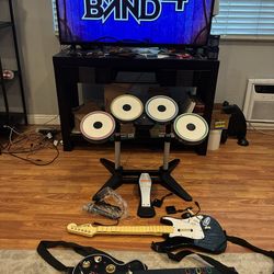 Rock band Guitar Hero set for PS5, PS4, PS3, 2 guitars, Drums, microphone, Tested Restored