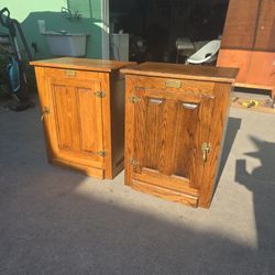 Vintage White Clad Ice Box/End Tables