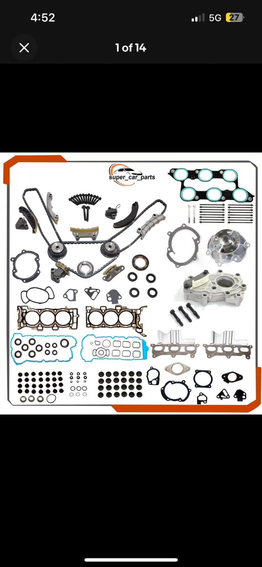 Timing Chain Oil Pump Water Pump Vtc Solenoid Kit Fit