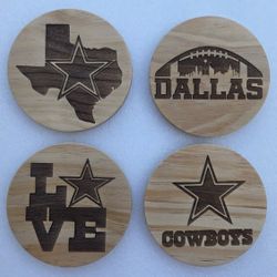 Dallas Football Engraved Wooden Coasters 