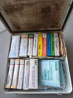 Vintage Metal First Aid Kit - Pac-Kit 16-Unit Industrial Box with Contents