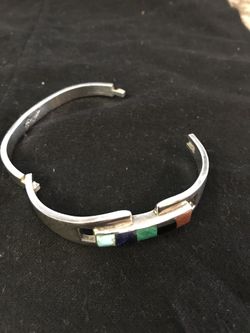 Sterling Silver Bracelet with Stones