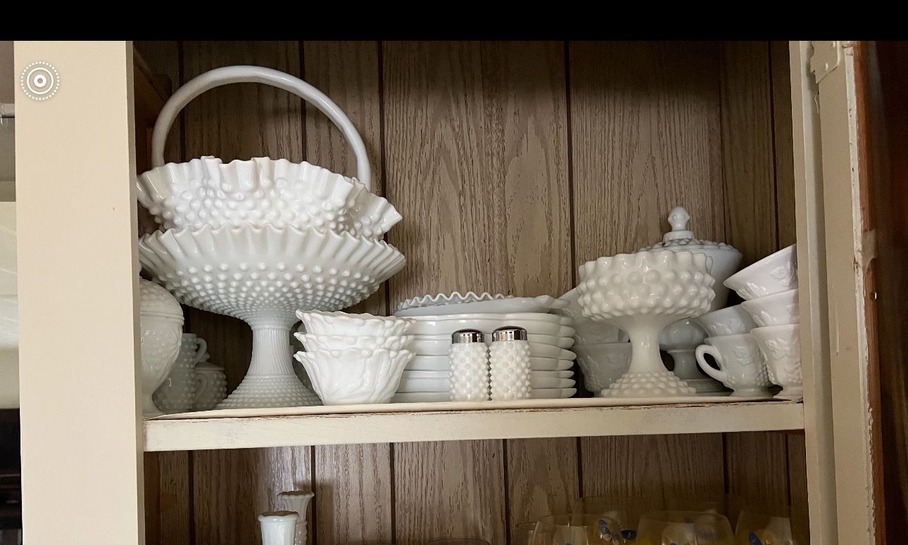 Compilation Of Rare Milk Glass Bowls, Cups, Vases, Etc…