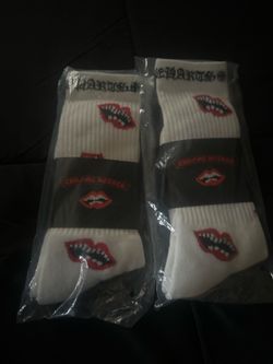 Chrome heart socks, White, regular