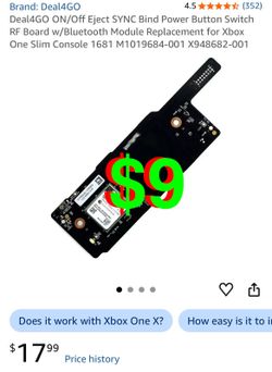 Deal4GO ON/Off Eject SYNC Bind Power Button Switch RF Board w/Bluetooth Module Replacement for Xbox One Slim Console 1681 M1019684-001 X948682-001