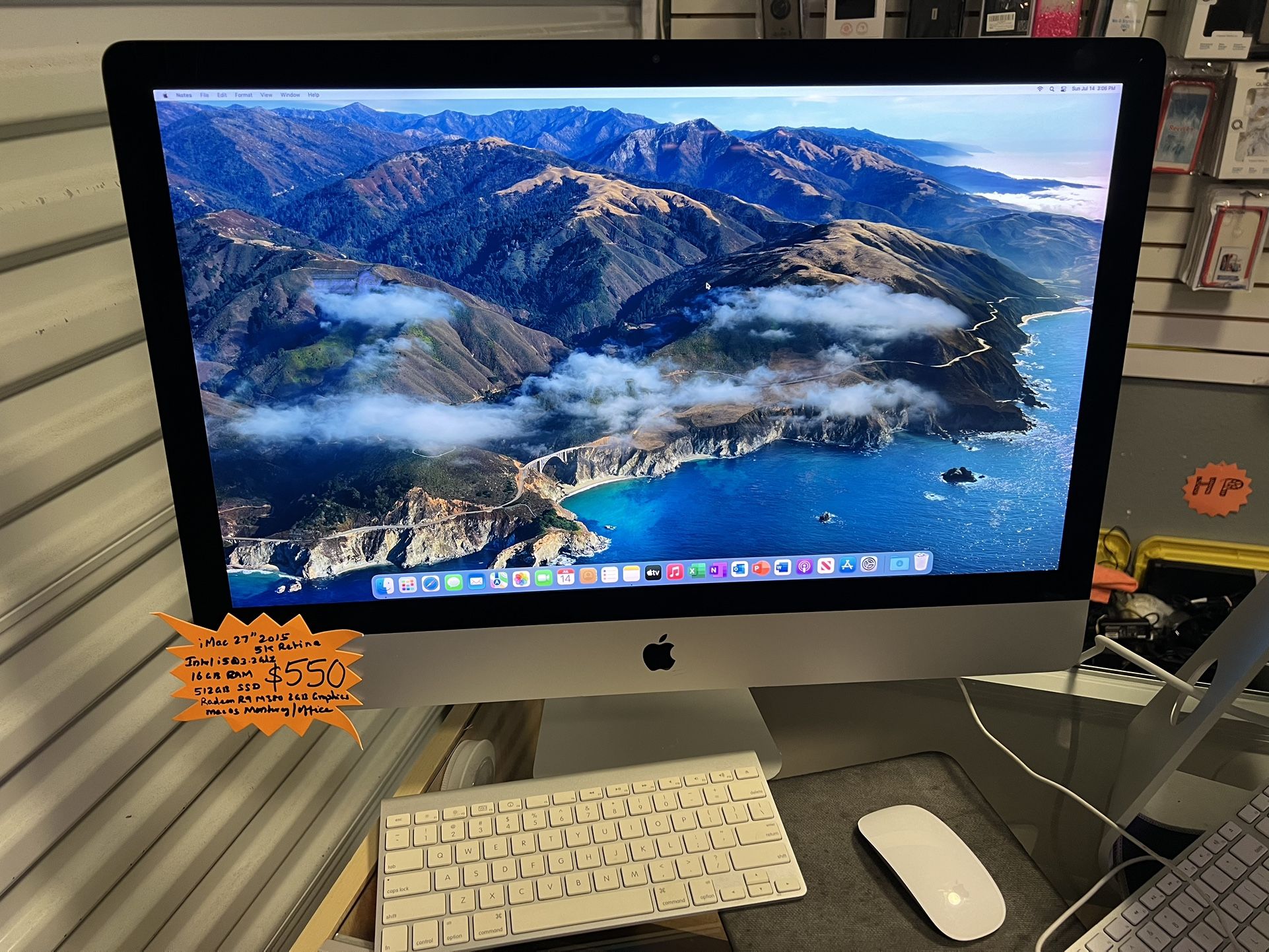 iMac 5K 27” Retina 2015 Intel Quad Core GHz, 16GB RAM, AMD Radeon R9 M390 2GB Graphics, macOS Monterey. Comes with Apple Wireless keyboard & Mo