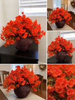 Beautiful artificial flowers with decorative vase. Great for home décor. 🌺