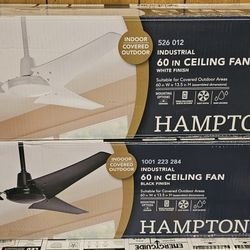 Hampton Bay

Industrial 60 in. Indoor/
Outdoor Ceiling Fan with
Wall Control, Downrod and
Powerful Reversible Motor