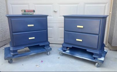 Pair of Navy Blue Nightstands
