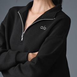 Black Half Zipper Alo Sweater 