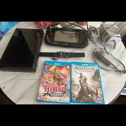 Complete Set Nintendo Wii U with Games Black Like New