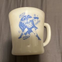 **RARE** LOT of 2 1960's BATMAN & ROBIN White Mug Anchor Hocking PRISTINE!