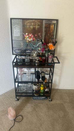 bar cart and glasses