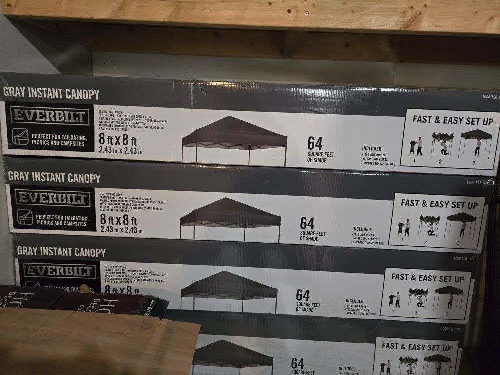 New Everbilt
8 ft. X 8 ft. Grey Straight Leg Instant Canopy Pop Up Tent Sto-N-Go
