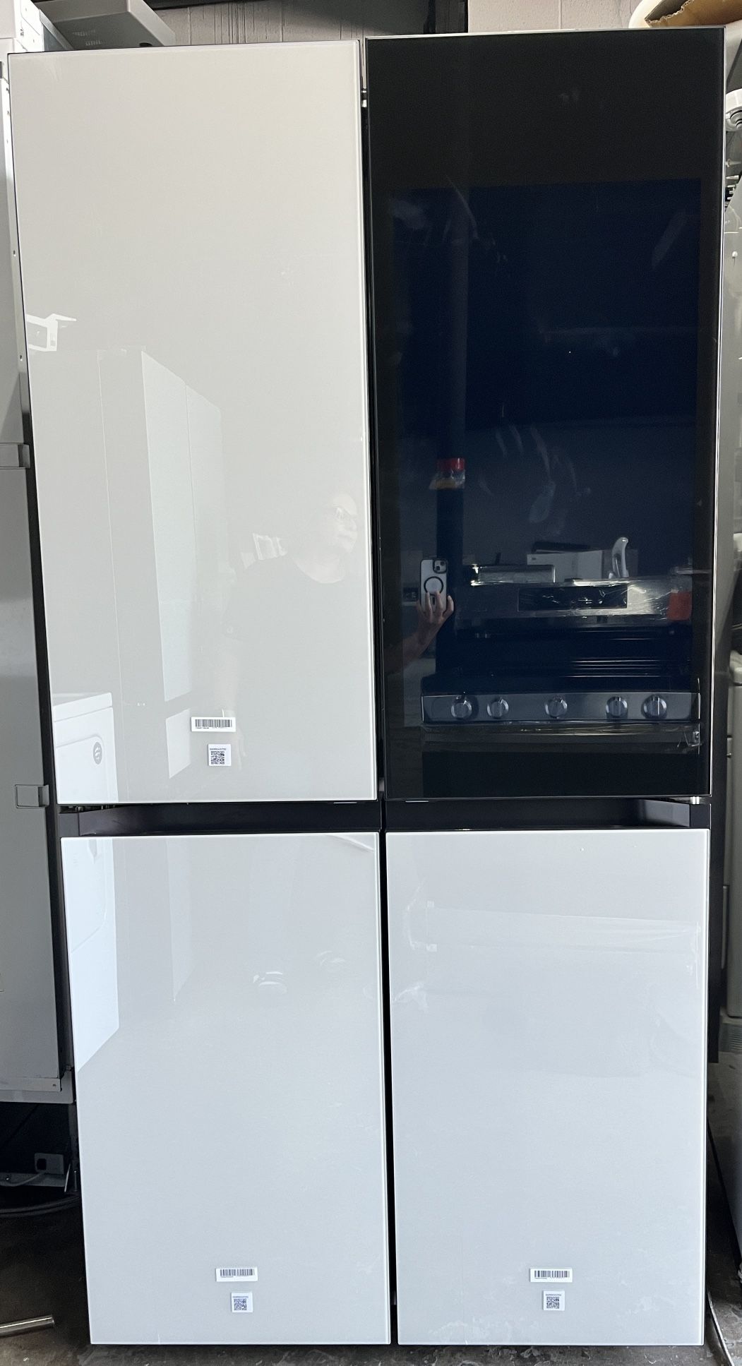 Samsung Bespoke 36 Inch Wide 22.5 Cu. Ft. Energy Star Certified Four Door, French Door Refrigerator with AI Energy Mode and FlexZone Built -In. Scratc