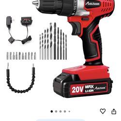 AVID POWER 20V MAX Lithium lon Cordless Drill Set, Power Drill Kit with Battery and Charger, 3/8-Inch Keyless Chuck, Variable Speed, 16 Position and 2