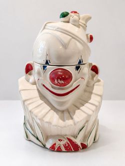 McCoy Pottery Clown Head VTG 1940s Ceramic Cookie Jar w/Original Cold Paint