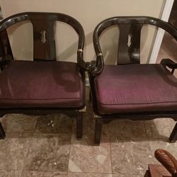Pair    James Mont Lacquered Chairs 