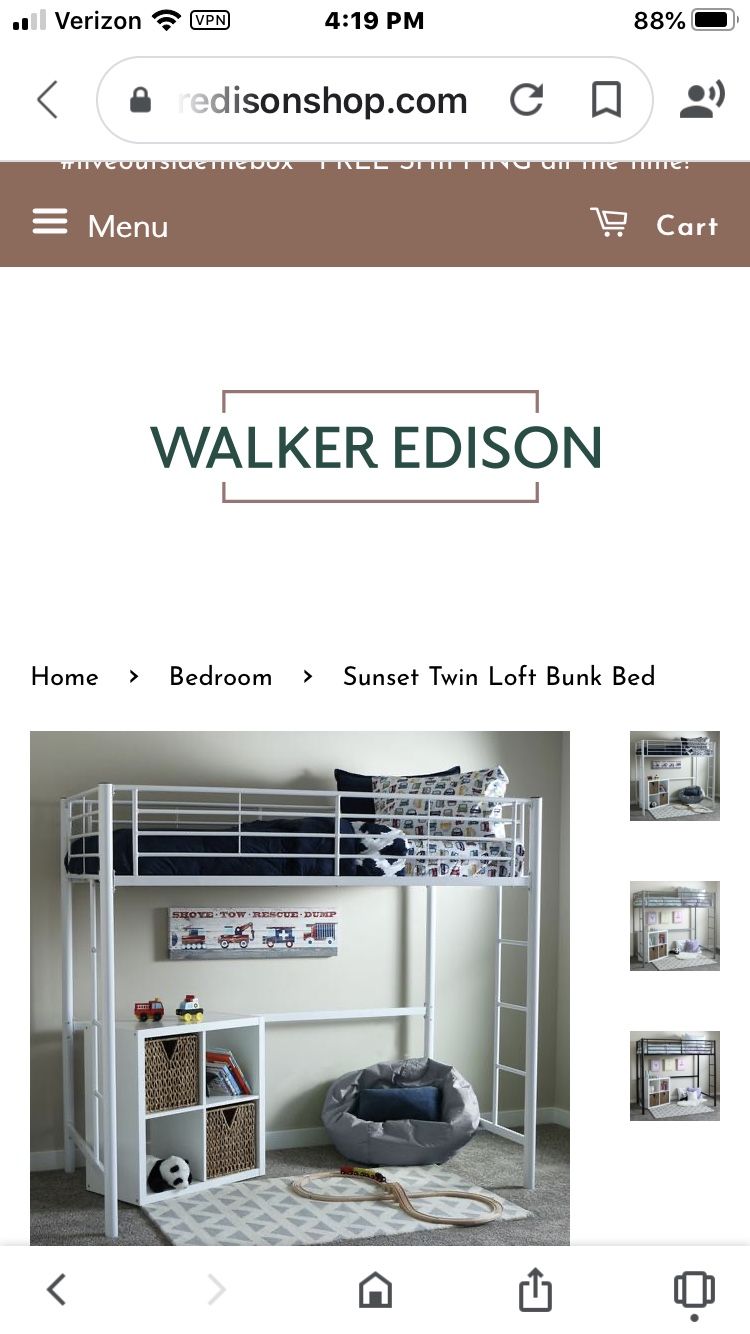 Walker Edison twin loft bed