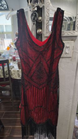 Size large Beautiful Red and black vintage sequin dress